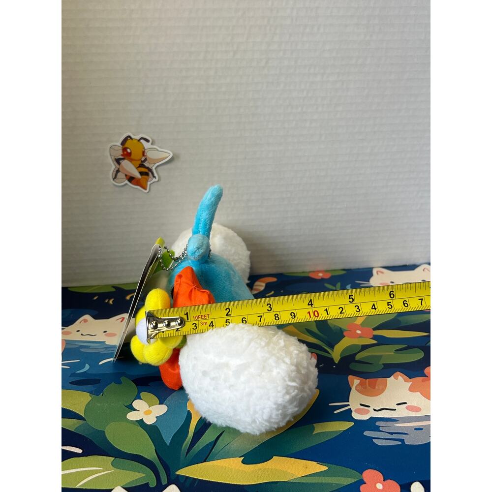 Pokemon Center Mega Tokyo Swablu Plush Keychain Holding Flower NWT - Picture 2 of 13